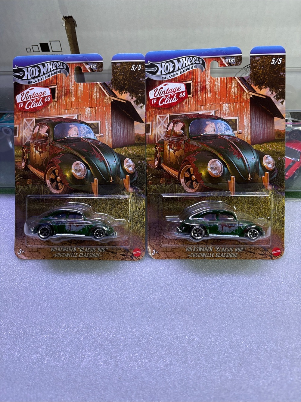 Hot Wheels Vintage Club '68 Volkswagen Classic Bug - Green lot of 2